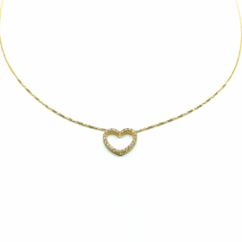 GARGANTILLA ORO 18KT CORAZON CIRCONITAS D12MM 42CM PESO G1,75