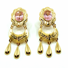 PENDIENTES ORO 18KT CUBANA MEDIA LUNA CHUPONES D40X12MM PESO G3,70