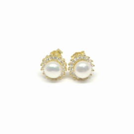 PENDIENTES PLATA 925 DORADA PERLA