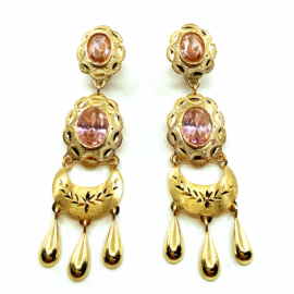 PENDIENTES ORO 18KT CUBANAS LUNA LAGRIMAS D51X12MM PESO G4,65