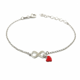 PULSERA PLATA 925 RODIADA CORAZÓN INFINITO MAMÁ 18 CM