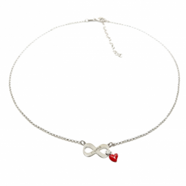 GARGANTILLA PLATA 925 RODIADA CORAZÓN INFINITO MAMÁ 40+2CM