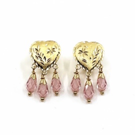 PENDIENTES ORO 18KT CORAZON LAGRIMAS D24X12MM PESO G3,35