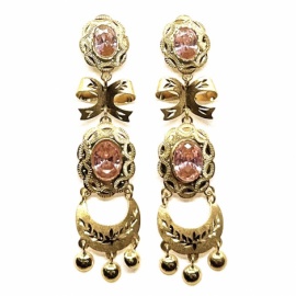 PENDIENTES ORO 18KT DOBLE ROSETA LUNA D55X14MM PESO G4,60