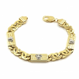 PULSERA ORO 18KT GRECA MEDUSA BICOLOR D10X3,5MM 21CM PESO G18,80