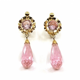 PENDIENTES ORO 18KT GITANILLAS CHUPONES CRISTAL D33X7MM PESO G5,95