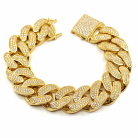 PULSERA ORO 18KT CUBANA CIRCONITAS D20X7,5MM 20CM PESO G104,75