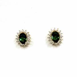 PENDIENTES ORO 18KT ROSETA CIRCONITAS D12X10MM PESO G3,30