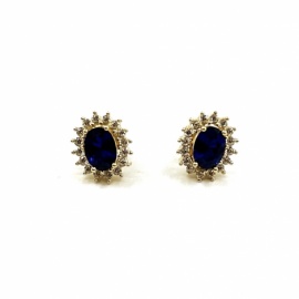 PENDIENTES ORO 18KT ROSETA CIRCONITAS D12X10MM PESO G3,30 