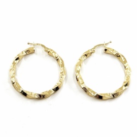 AROS ORO 18KT RIZADOS GRECA D25X3MM PESO G2,75