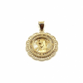 MEDALLA ORO 18KT VIRGEN NIÑA CIRCONITAS 20MM PESO G1,75