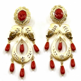 PENDIENTES ORO 18KT GITANILLAS HOJAS LAGRIMAS D65X24MM PESO G8,20