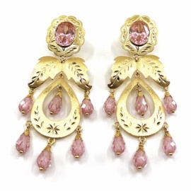 PENDIENTES ORO 18KT GITANILLAS HOJAS LAGRIMAS D65X24MM PESO G10,15