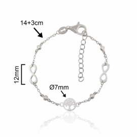 PULSERA PLATA 925 RODIADA INFINITO ARBOL DE LA VIDA 18CM