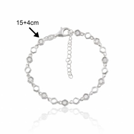 PULSERA PLATA 925 RODIADA HEXÁGONOS CALADOS 19CM