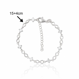 PULSERA PLATA 925 RODIADA INFINITO CIRCONITAS 19CM