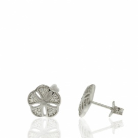 PENDIENTES PLATA 925 RODIADA FLOR CIRCONITA 9MM