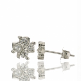 PENDIENTES PLATA 925 RODIADA TRÉBOL CIRCONITA 6MM+6MM