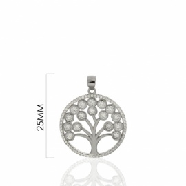COLGANTE PLATA 925 RODIADA ÁRBOL DE LA VIDA CIRCONITAS 25MM