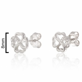 PENDIENTE PLATA 925 RODIADA TRÉBOL 4 HOJAS CIRCONITA 8MM 
