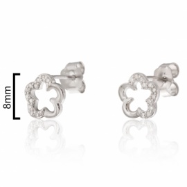 PENDIENTE PLATA 925MM FLOR CIRCONITAS 8MM