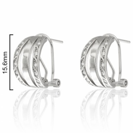 PENDIENTE PLATA 925 RODIADA OMEGA CIRCONITAS 15.6MM