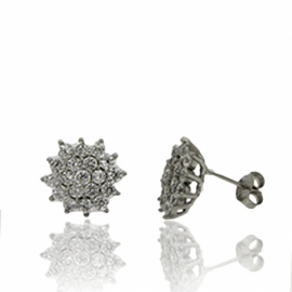 PENDIENTE PLATA 925 RODIADA ROSETA CIRCONITAS 12MM