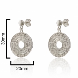 PENDIENTE PLATA 925 RODIADA MANDALA 30MMX20MM