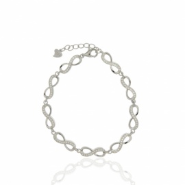 PULSERA PLATA 925 RODIADA INFINITO CIRCONITA 16.5CM+3CM 5MM