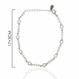 PULSERA PLATA 925 RODIADA ROMBO CIRCONITAS+ESTRELLA CALADA 17+3CM 
