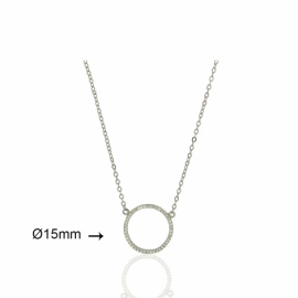 GARGANTILLA PLATA 925 RODIADA CÍRCULO+CIRCONITAS 43+3CM 15MM