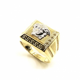 SELLO ORO 18KT GRECA MEDUSA BICOLOR CIRCONITAS D17,5MM PESO G12,65