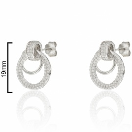 PENDIENTES PLATA 925 RODIADOS CIRCULOS CIRCONITAS 19MM