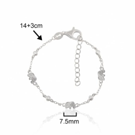 PULSERA PLATA 925 RODIADA ELEFANTES CIRCONITAS 14+3CM