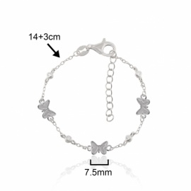 PULSERA PLATA 925 RODIADA MARIPOSAS CIRCONITAS 14+3CM