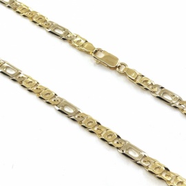 CADENA ORO 18KT PLANA ITALIANA MACIZA BICOLOR D5,40X1,80MM 60CM PESO G42,00