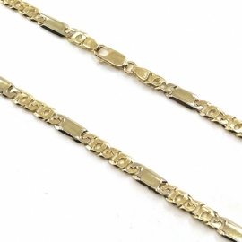 CADENA ORO 18KT PLANA ITALIANA MACIZA BICOLOR D5,50X1,80MM 60CM PESO G48,25