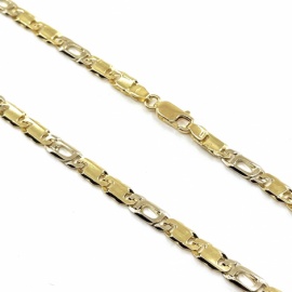 CADENA ORO 18KT PLANA ITALIANA MACIZA BICOLOR D5,50X1,80MM 60CM PESO G46,45