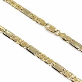 CADENA ORO 18KT PLANA ITALIANA MACIZA BICOLOR D5,85X1,20MM 60CM PESO G40,15