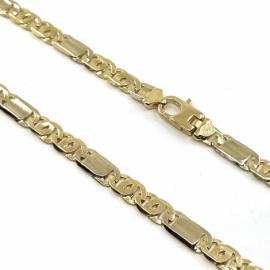 CADENA ORO 18KT PLANA ITALIANA BICOLOR MACIZA D7X1,50MM 60CM PESO G53,20