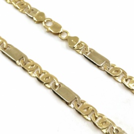 CADENA ORO 18KT PLANA ITALIANA BICOLOR MACIZA D8X1,65MM 60CM PESO G71,00