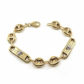 PULSERA ORO 18KT CALABROTE HUECO MEDUSA BICOLOR D20X12X10MM 22CM PESO G18,50