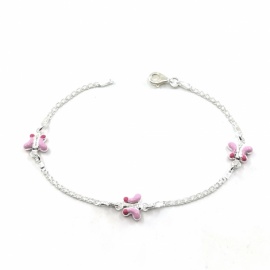 PULSERA PLATA 925 MARIPOSAS ESMALTE 19CM 