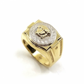 SELLO ORO 18KT GRECA MEDUSA BICOLOR CIRCONITAS D20X18MM PESO G11,65