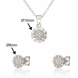 JUEGO PENDIENTES+GARGANTILLA PLATA 925 CON CIRCONITAS