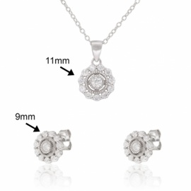 JUEGO PENDIENTES+GARGANTILLA PLATA 925 CON CIRCONITAS