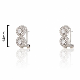 PENDIENTES PLATA 925 CIERRE OMEGA CIRCONITAS D14MM