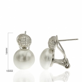 PENDIENTES PLATA 925 CIERRE OMEGA CIRCONITAS D16X10MM