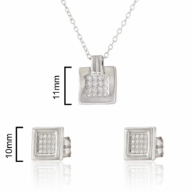 JUEGO PENDIENTES+GARGANTILLA PLATA 925 CON CIRCONITAS