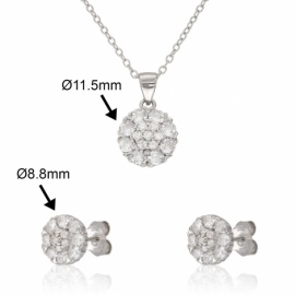 JUEGO PENDIENTES+GARGANTILLA PLATA 925 CIRCONITAS